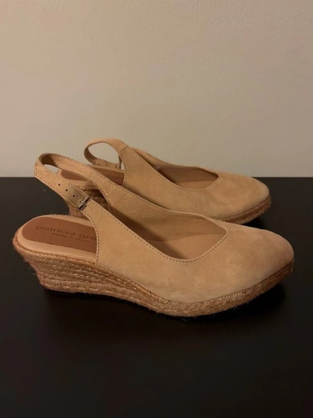 Patricia Green Poppy Slingback Espadrille Wedge Size 10 Beige